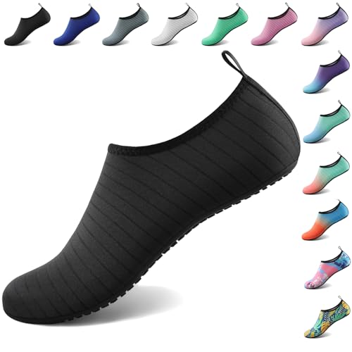 Water Shoes for Women Men Swim Pool Beach Camping Vacation - Tanamo, 5-6 Women / 4-5 Men, Black