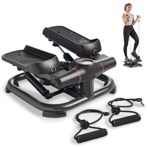 Black Sunny Health & Fitness Power Stepper with Resistance Bands - Low-Impact Cardio Equipment