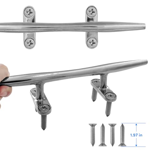 VEITHI 10 Inch Stainless Steel Dock Cleats - Marine Rope & Boat Tie-Down Hardware (4 Pack)