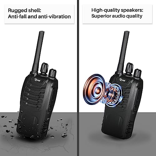 Long Range Walkie Talkies 8 Pack with Earpieces - 5.5 Mile Range, Handheld Two Way Radios
