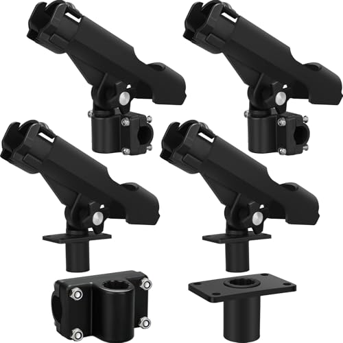 Fishing Rod Holders for Boat - Adjustable 360 Swivel Set of 6
