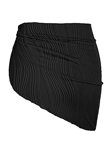 Women’s Sarong Coverup Mini Skirt Beach Wrap Sheer Bikini Cover Up - One Size / 0-b Black