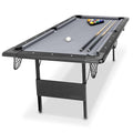 GoSports 6 Ft Foldable Pool Table with Accessories - Black Frame & Gray Felt, Portable Billiards Game