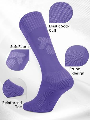 Youth Baseball Socks and Belt Set - Adjustable Softball & Football Accessories Purple 8-12 Years