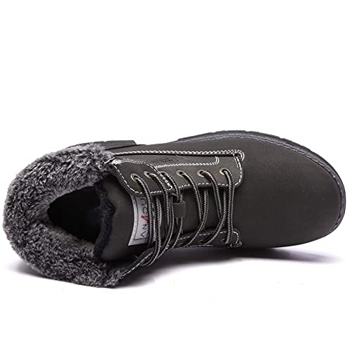 ANJOUFEMME Women's Waterproof Hiking Snow Boots - Black, Size 10, Warm Fur Ankle Shoes