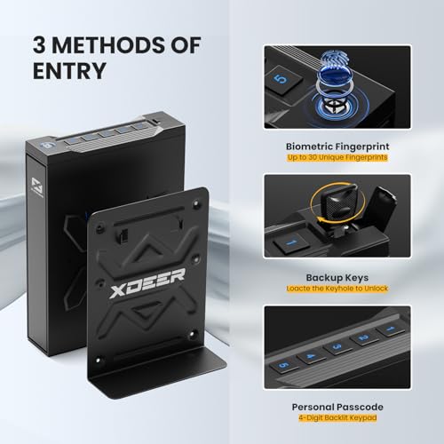 XDeer S12 Pro Biometric Gun Safe with App Control, Quick Access & Auto-Eject Drawer