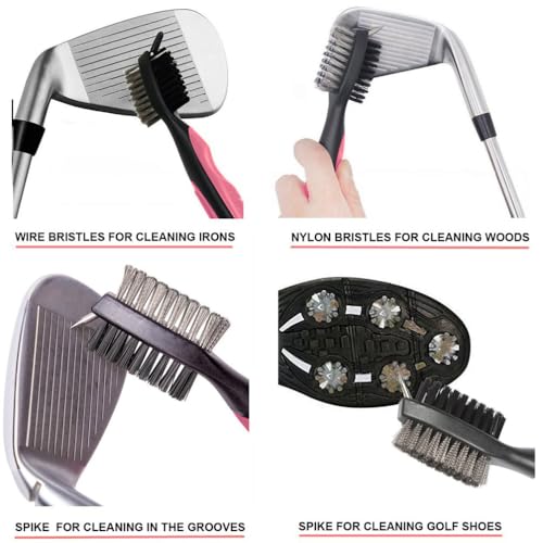 Gzingen Golf Towel and Brush Set, 2 Pack Microfiber Towels for Golf Bags, Club Cleaner Brush Cleaning Kit with Divot Tool Ball Marker, Golf Accessories