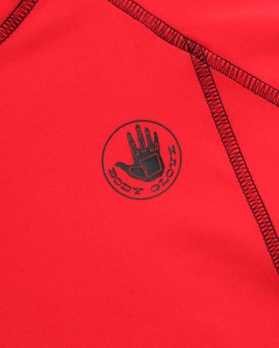 Boys Rash Guard Shirt UPF 50+ Long Sleeve Swim Top - Red - Size 10
