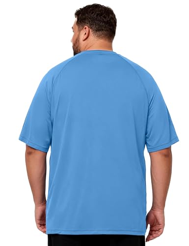 Men's Big and Tall Swim Shirt UPF 50+ Short Sleeve Rash Guard Top 3X-Large Blue