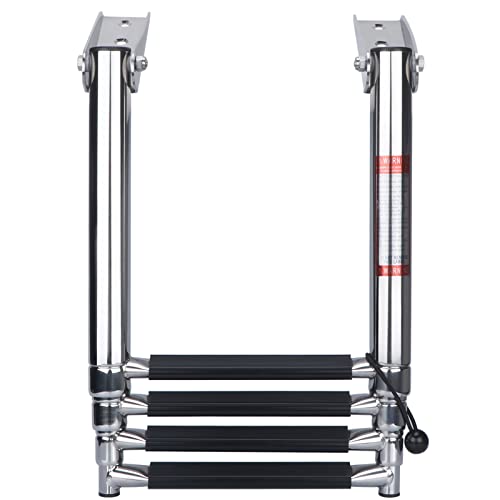 4 Step Telescopic Boat Ladder - Stainless Steel Marine Dock & Pontoon Ladder - Max 900lb Capacity - Hoffen