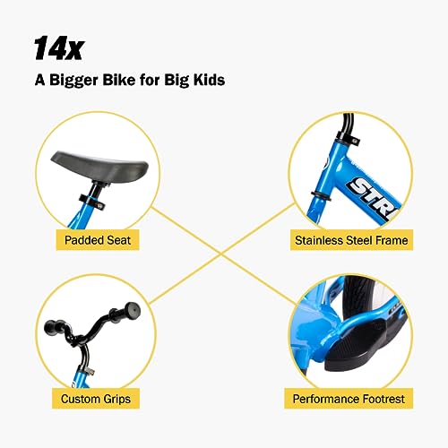 Strider 14x Classic Balance & Pedal Bike for Kids Ages 3-6 - Awesome Blue