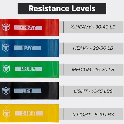Resistance Bands Set of 5 Colored Latex Loop Exercise & Physical Therapy Bands