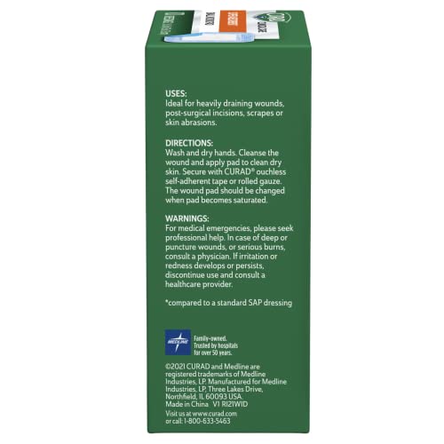 Curad Super Absorbent Wound Pad - Medium, 4x4 Inches, 30 Count, Heavy Draining Wound Care