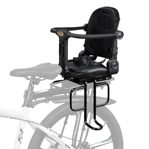 Rear Child Bike Seat Black Adjustable Backrest Toddler Bike Seat for Adults