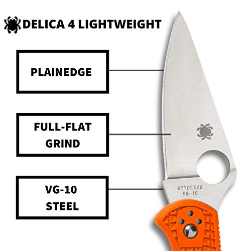Spyderco Delica 4 Lightweight Folding Pocket Knife VG-10 Steel - PlainEdge