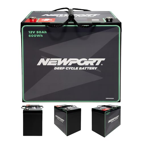 Newport 12V 50Ah Deep Cycle Marine Battery - Heavy-Duty AGM Trolling Motor Power