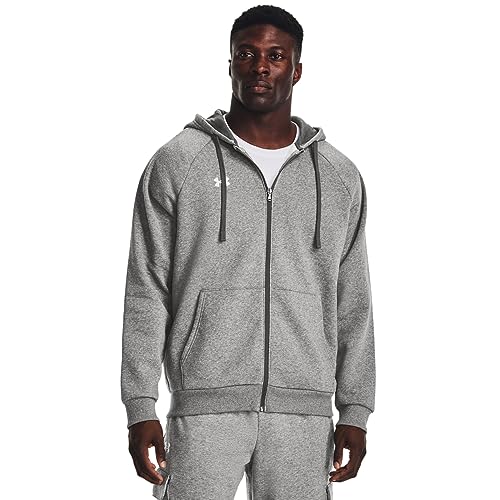 Under Armour Men's Rival Fleece Full Zip Hoodie Castlerock Light Heather Large