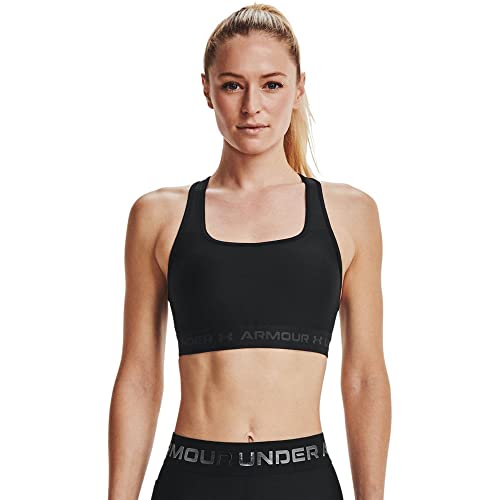 Under Armour Women's Crossback Mid Impact Sports Bra - Small Black/Jet Gray