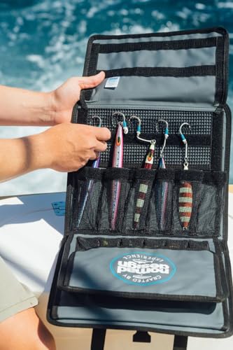 Nomad Design Jig Wallet Grey - Waterproof Fishing Lure Organizer with Hook Mesh System, 12 Pockets