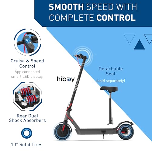 Hiboy S2 Pro Electric Scooter Black 500W Motor 10-Inch Solid Tires 25-Mile Range