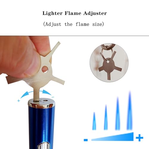 Refillable Long Torch Lighter with Windproof Jet Flame - Adjustable Gas, 2 Pack Blue