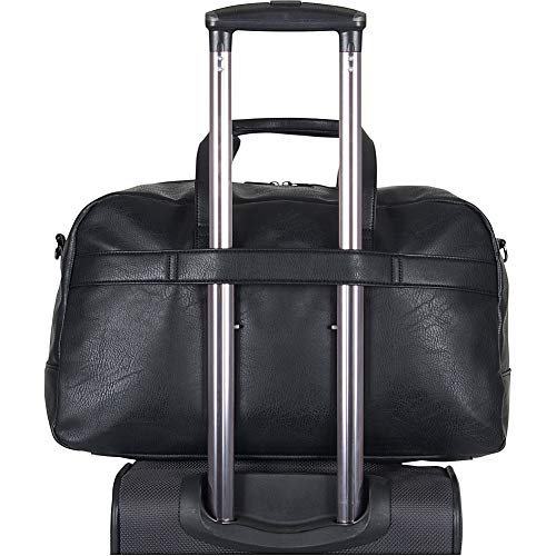 15-Inch Laptop Bag for Business Travel - Black Faux Leather