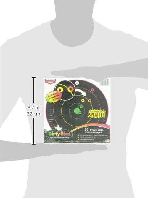 Birchwood Casey Dirty Bird Bull's-Eye Milticolor Splatter Targets Practice Shooting for Indoor and Outdoor Use, 8" - 20 TARGETS