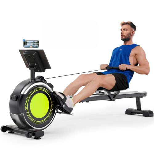 Dripex Yellow Magnetic Rowing Machine for Home Fitness - Upgraded Model