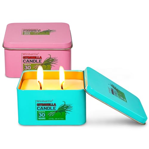 Outdoor Indoor Citronella Candles Set - 2 Pack Soy Wax Emergency Candles