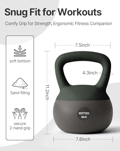 YOTTOY 25LB Green Soft Kettlebell for Strength Training & Home Workouts