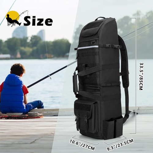 Fishing Tackle Backpack Holds 8 Rods & Reels with Multiple Storage Compartments