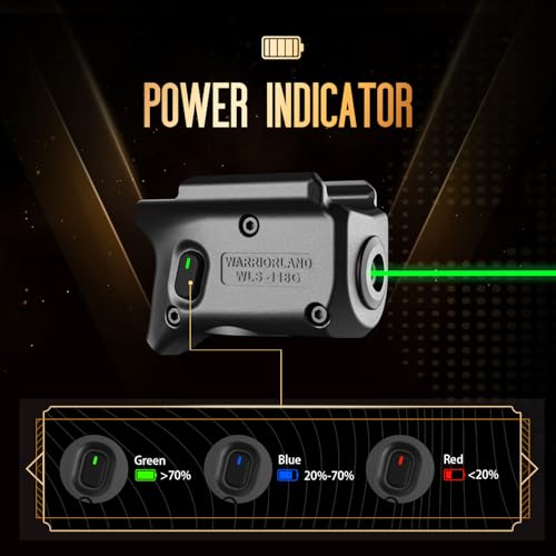 WARRIORLAND Green Laser Sight for Springfield Hellcat with IWB Holster, Power Indicator