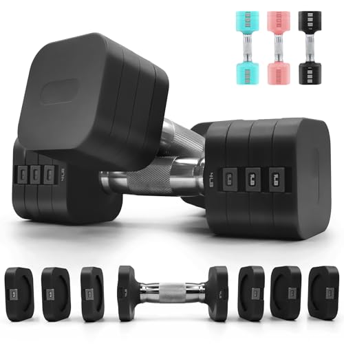 HEBLIJA 4-in-1 Adjustable Dumbbell Set 20LB Black, Space-Saving Home Gym Equipment