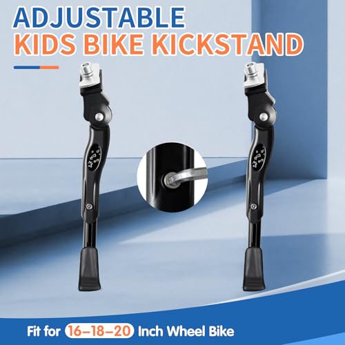 Kids Bike Kickstand for 16-20 Inch Bicycles Adjustable Aluminum Support Black