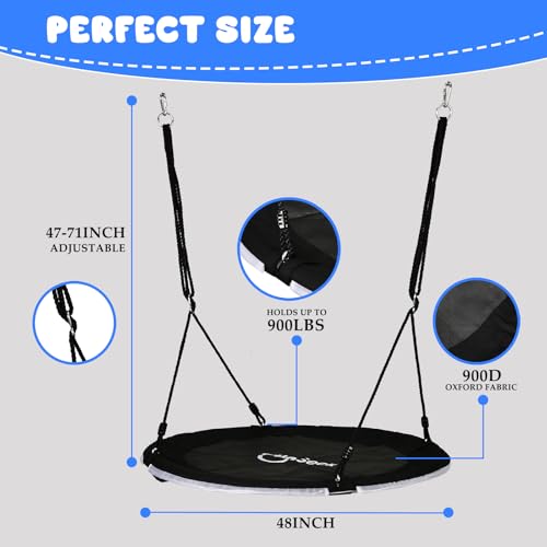 48 Inch Kids Tree Swing with LED Lights, Heavy-Duty Flying Saucer Swing for Indoor & Outdoor, 900lb Capacity - Variation of THIS listing