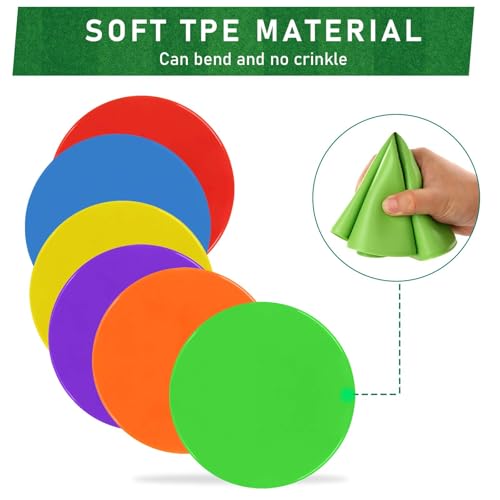 9 Inch Poly Spot Markers Set of 60 Non-Slip Rubber Floor Dots for Gym Sports Training