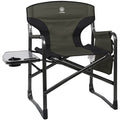 Ever Advanced Dark Green Aluminum Camping Chair 350 lb Capacity, Foldable with Side Table