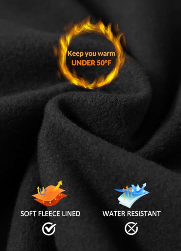 Fleece Lined Women's Thermal Leggings with Large Pockets - Black & Blue, Size Large