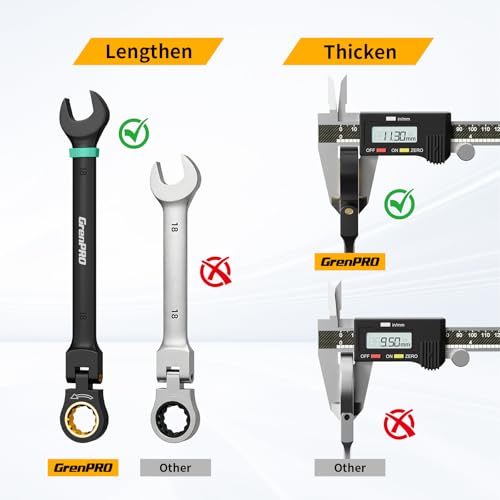 GRENPRO 23-Piece Flex Head Ratcheting Wrench Set with Color Ring (Metric & SAE)