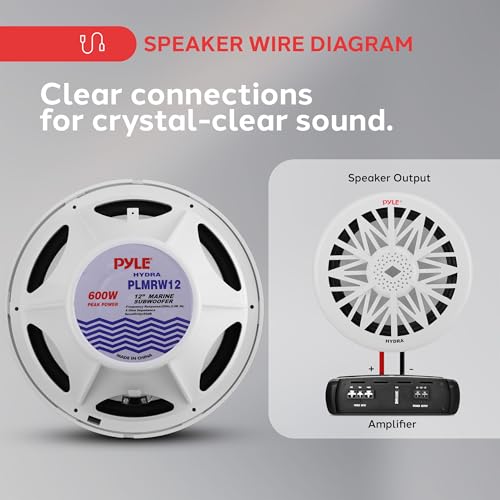 Pyle 12-Inch/600W Marine Subwoofer Waterproof Outdoor Boat Speaker