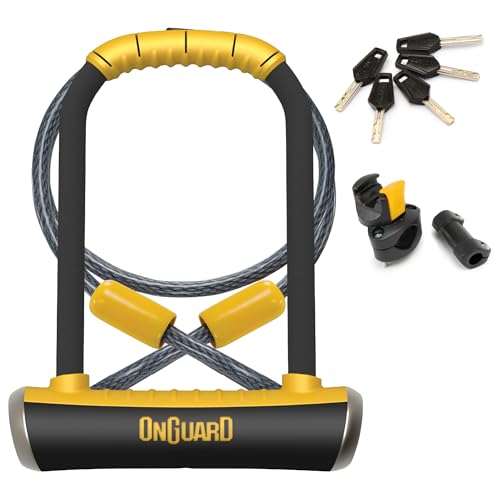 Bike U-Lock with 4 ft Cable and Quad Lock System — Heavy-Duty Steel Security Lock