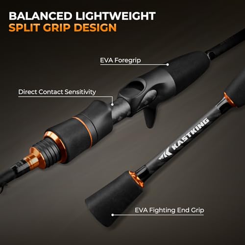Casting 6'3'' Ultra-Light Finesse Spinning & Casting Fishing Rods - 2 Pieces + Extra Tip