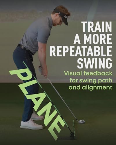 Golf Swing Plane Trainer with Adjustable Alignment Stick and Stable Metal Base