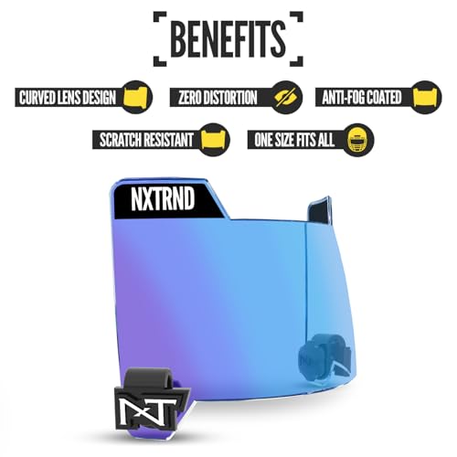NXT Nxtrnd VZR3 Clear Blue Football Visor - Curved Lens, Anti-Fog, Universal Fit
