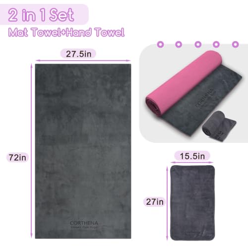Dark Pink Extra Thick Yoga Mat Towel 72x27.5 Inch Non-Slip Sweat Absorbent
