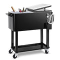 80 Qt Rolling Ice Chest Cooler Cart - Black, Portable Beverage Trolley