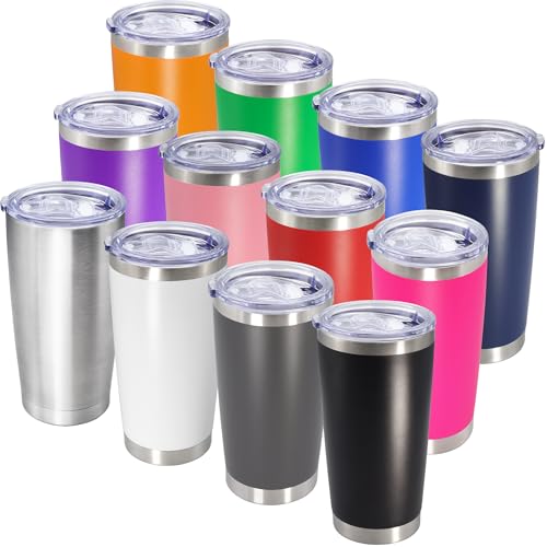 AIANJI 20oz Insulated Stainless Steel Tumbler with Lid - Mix / 12 Pack