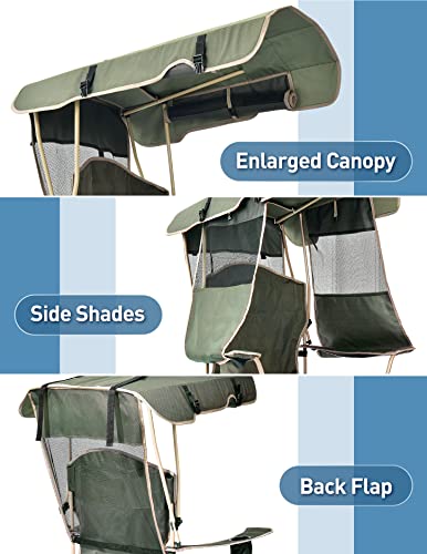 Olive Green Camping Chair with Canopy Shade Backpack - Foldable & Durable
