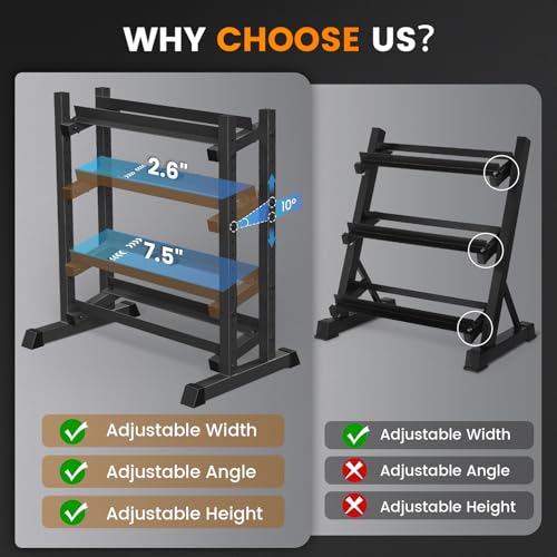 Heavy-Duty Adjustable Dumbbell Rack Stand - 18.7 x 34.7 x 36.6 Inches