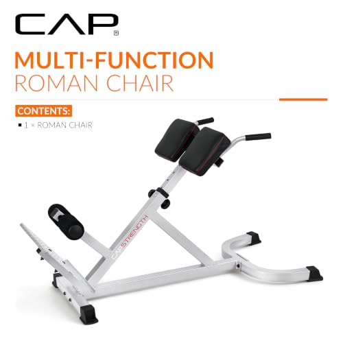Hyperextension Roman Chair with Steel Frame 300lb Capacity for Back & Core Exercise
